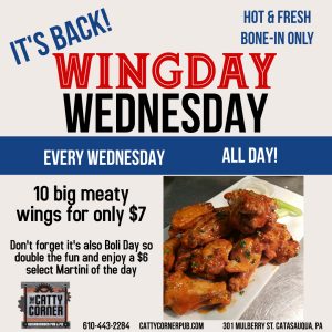 Wing Wednesday is back at The Catty Corner Neighborhood Pub & Pie!